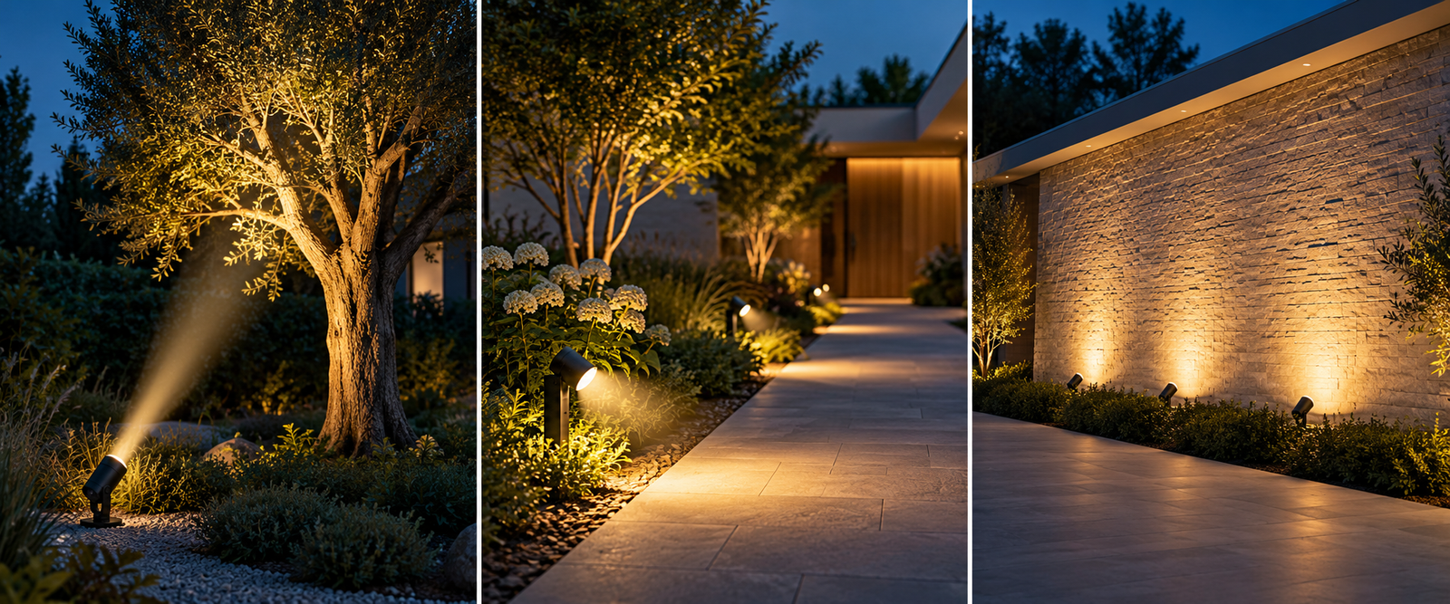 Outdoor LED beam angle applications for trees walkways and walls